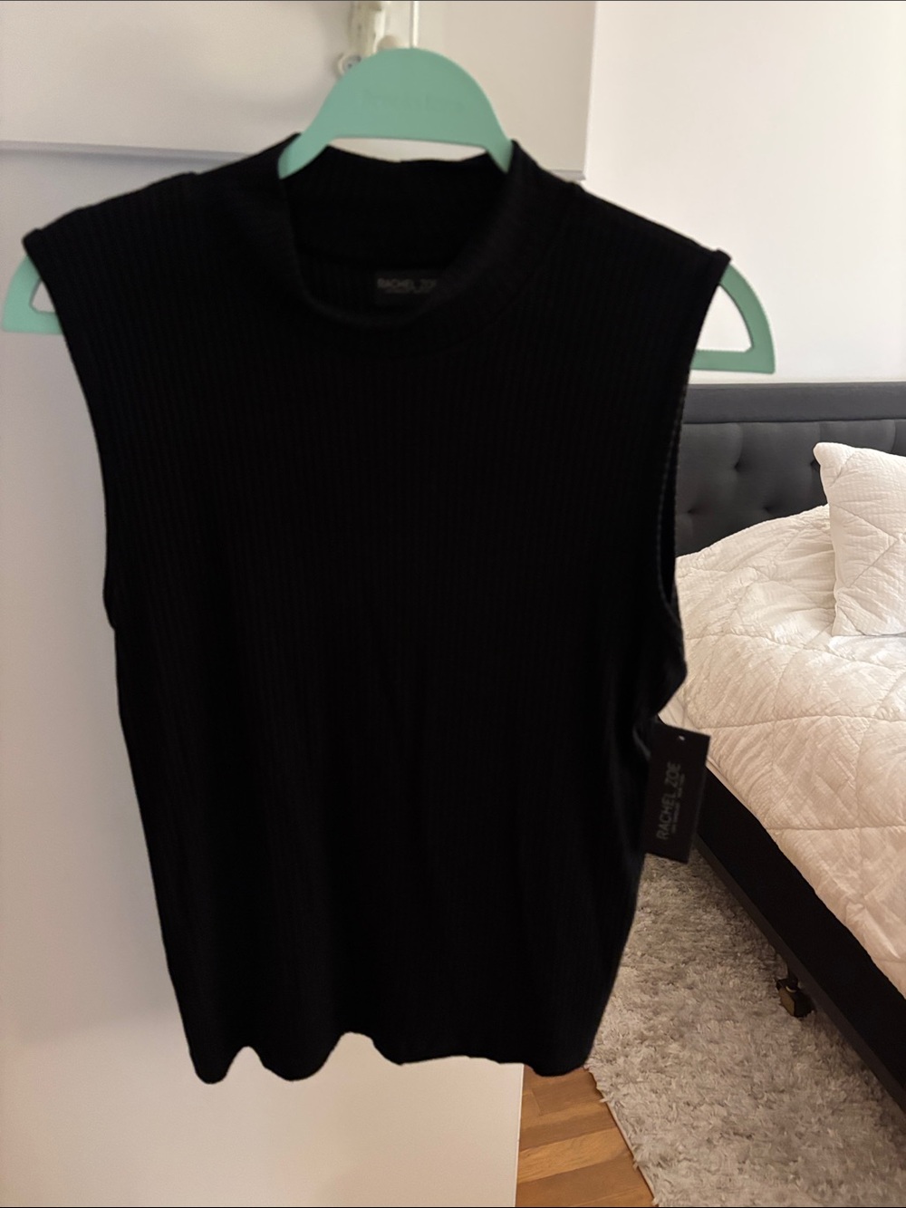 Rachel Zoe Black Sleeveless Ribbed Tank Top